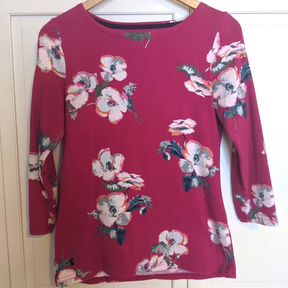 Joules Magenta Floral 3/4 length Sleeves